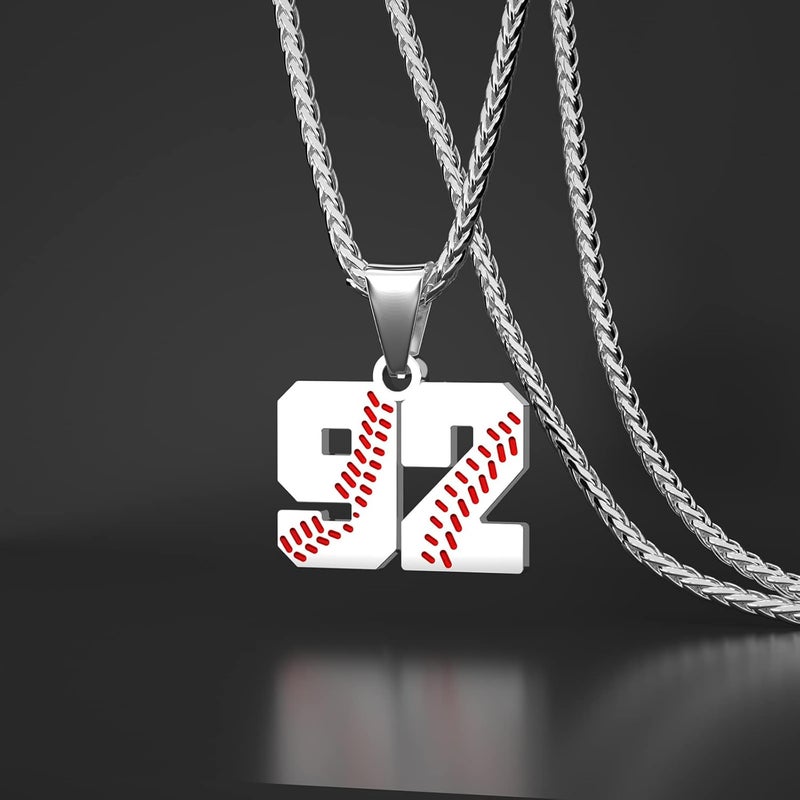Wikavanli Personalized Baseball Jersey Number 00-99 Necklace - Stainless Steel Baseball Chain Pendant Necklace - Team Jewelry Gift for Boys, Girls, Men, Women - Image 2